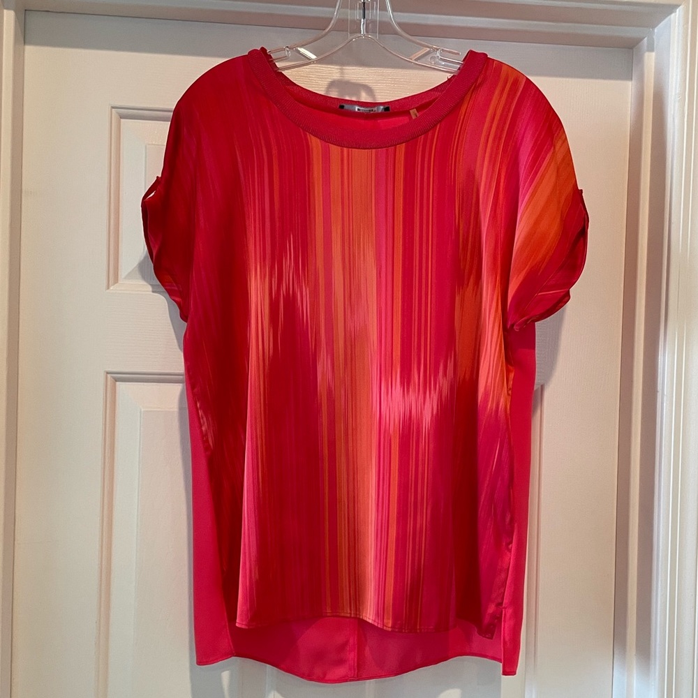 Tahari short sleeved red with orange shirt
